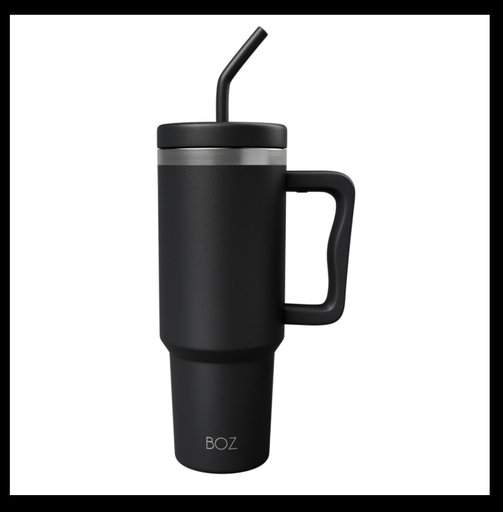 40 Oz Insulated Tumbler with Handle & Straw — Hot & Cold