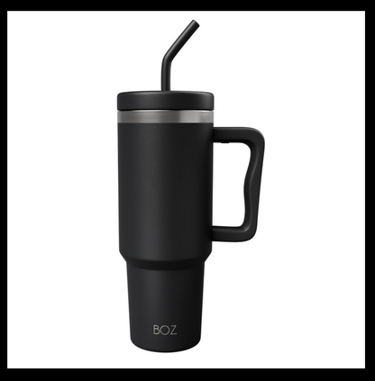 40 Oz Insulated Tumbler with Handle & Straw — Hot & Cold