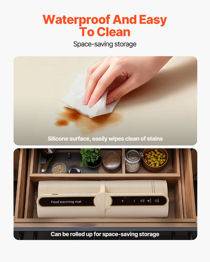 Electric Food Warming Tray — Rollable Silicone Mat