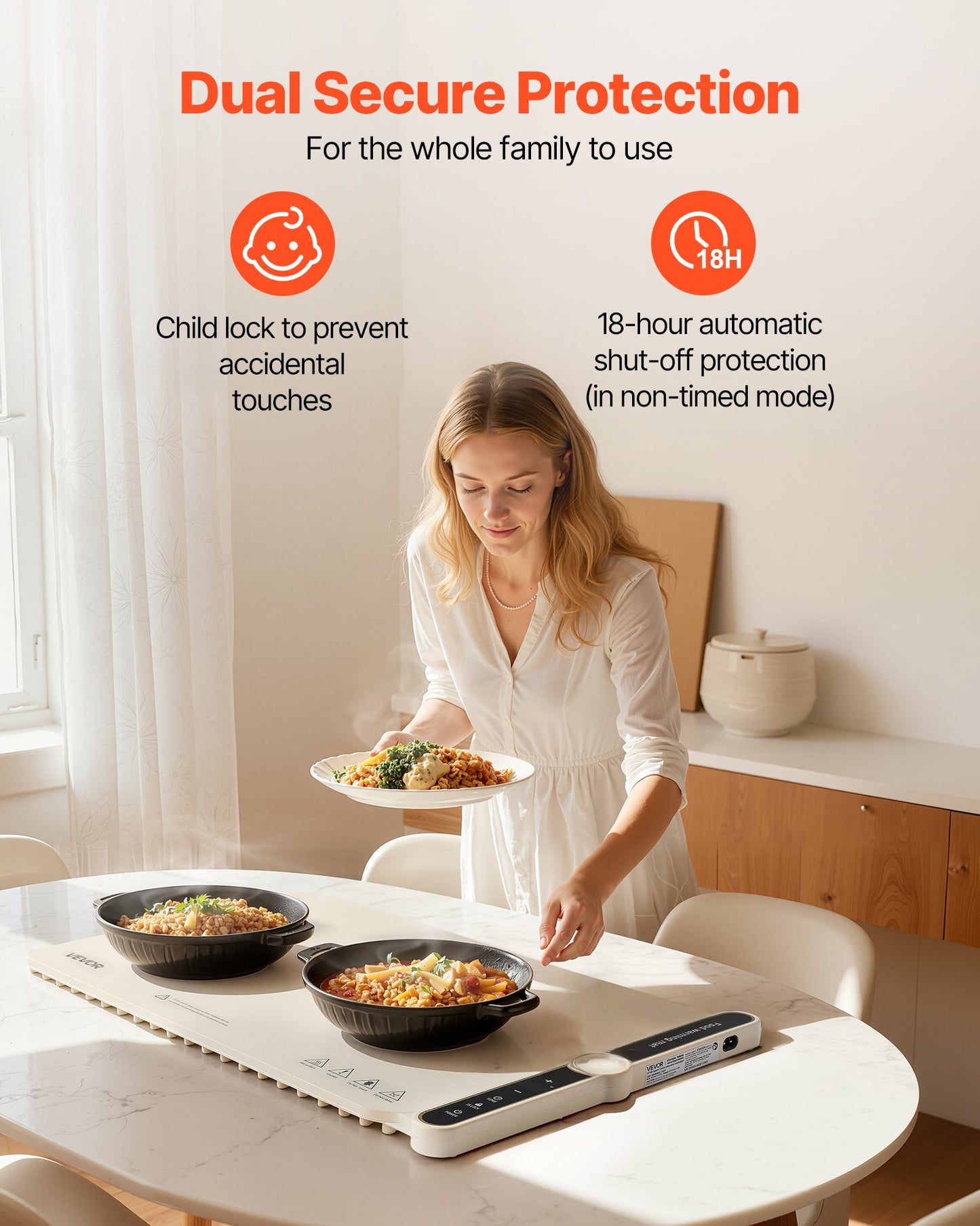 Electric Food Warming Tray — Rollable Silicone Mat