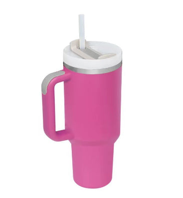 40 Oz Insulated Tumbler with Handle & Straw — Hot & Cold