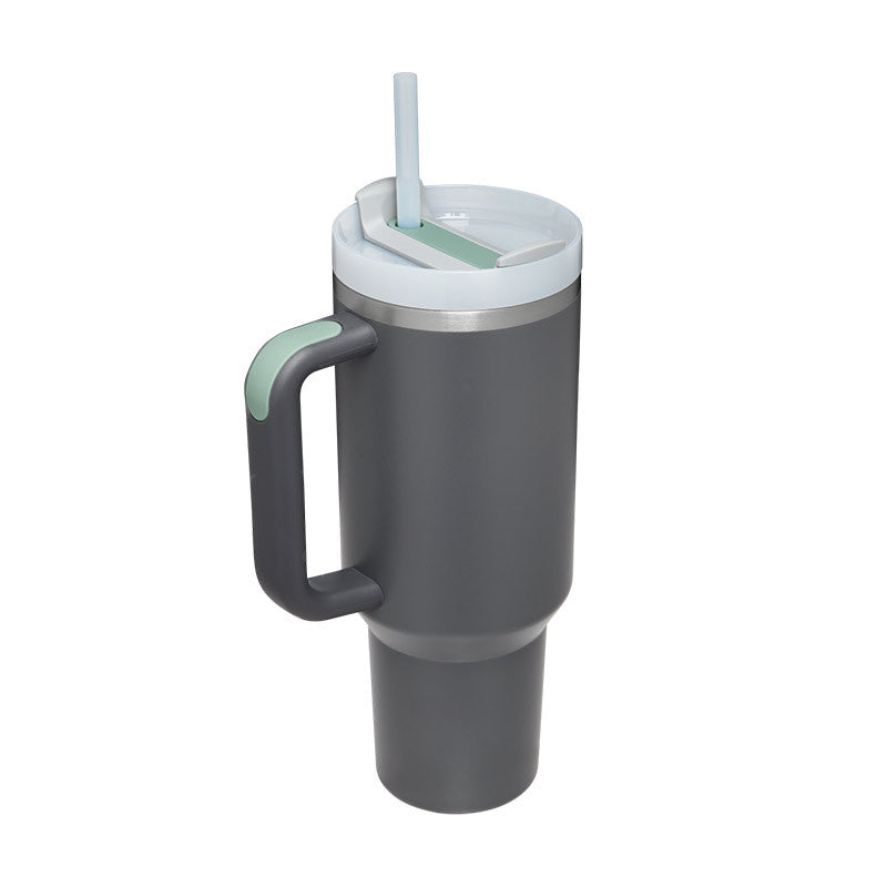 40 Oz Insulated Tumbler with Handle & Straw — Hot & Cold