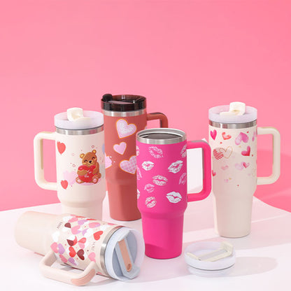 40 Oz Insulated Tumbler with Handle & Straw — Hot & Cold